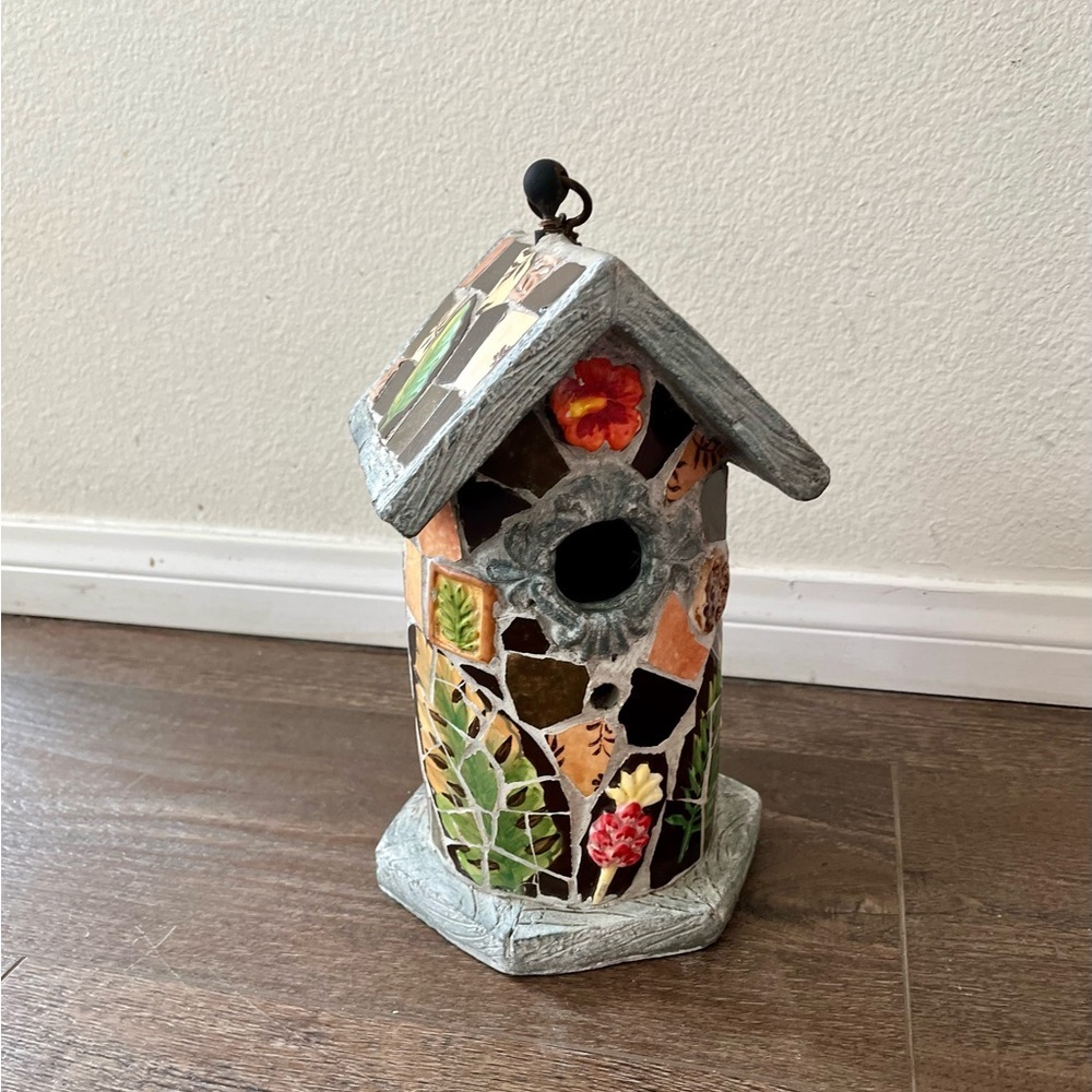 Mosaic Birdhouse with Floral Design - Picture 11 of 11